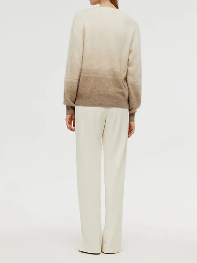 100% Brushed Cashmere Gradient Women Sweater