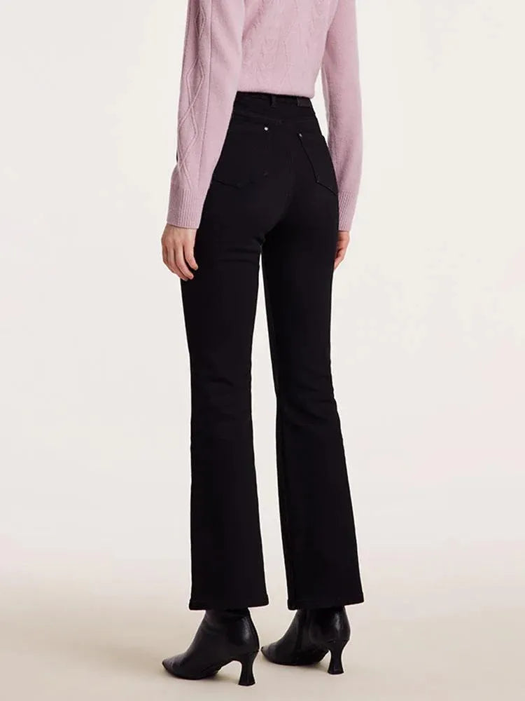 Black Ankle Length Flared Jeans